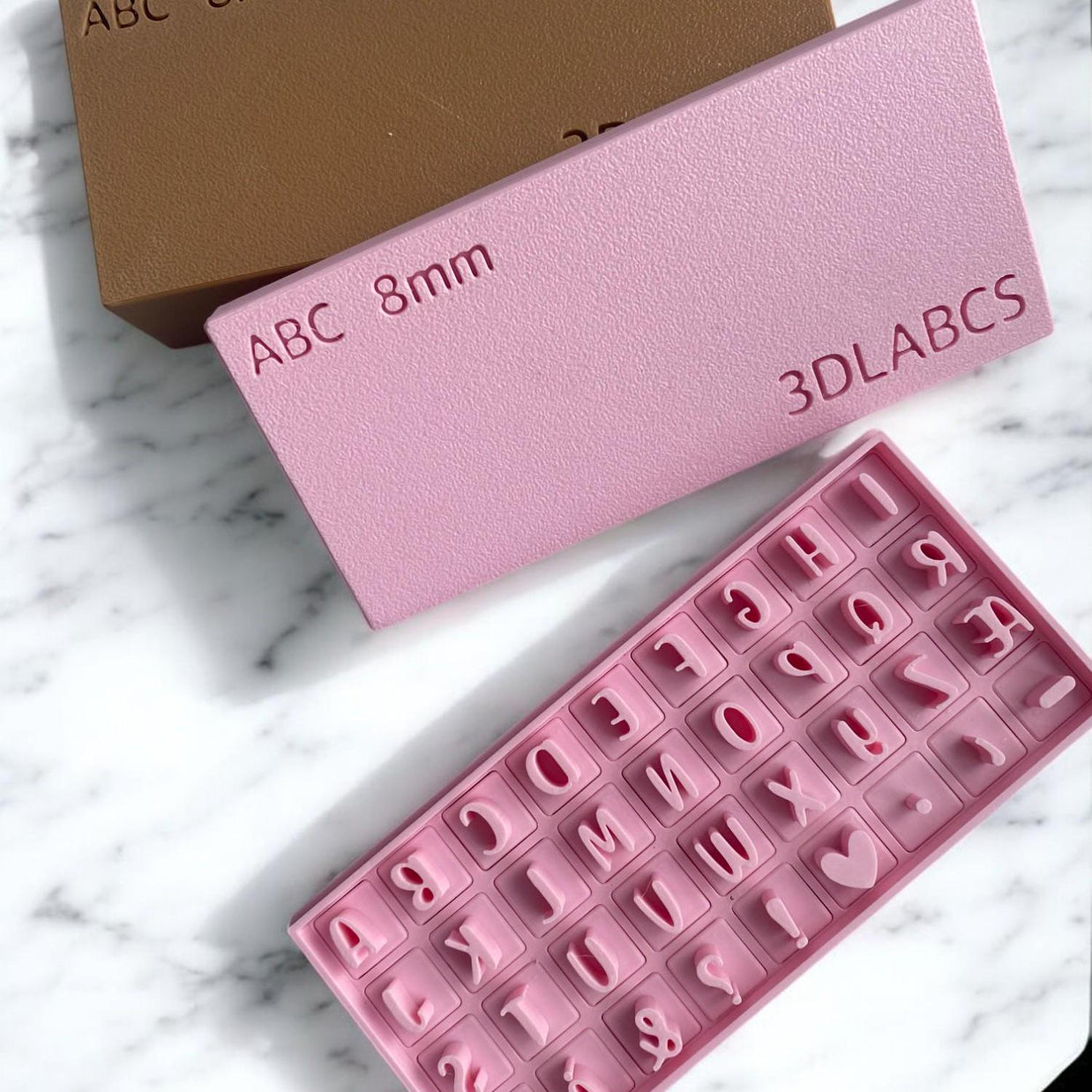 ABC Pottery Stamp Set – 8mm Clay Letter Stamps | Danish ÆØÅ or Special Characters | Optional Extension Handle | 3DLABCS