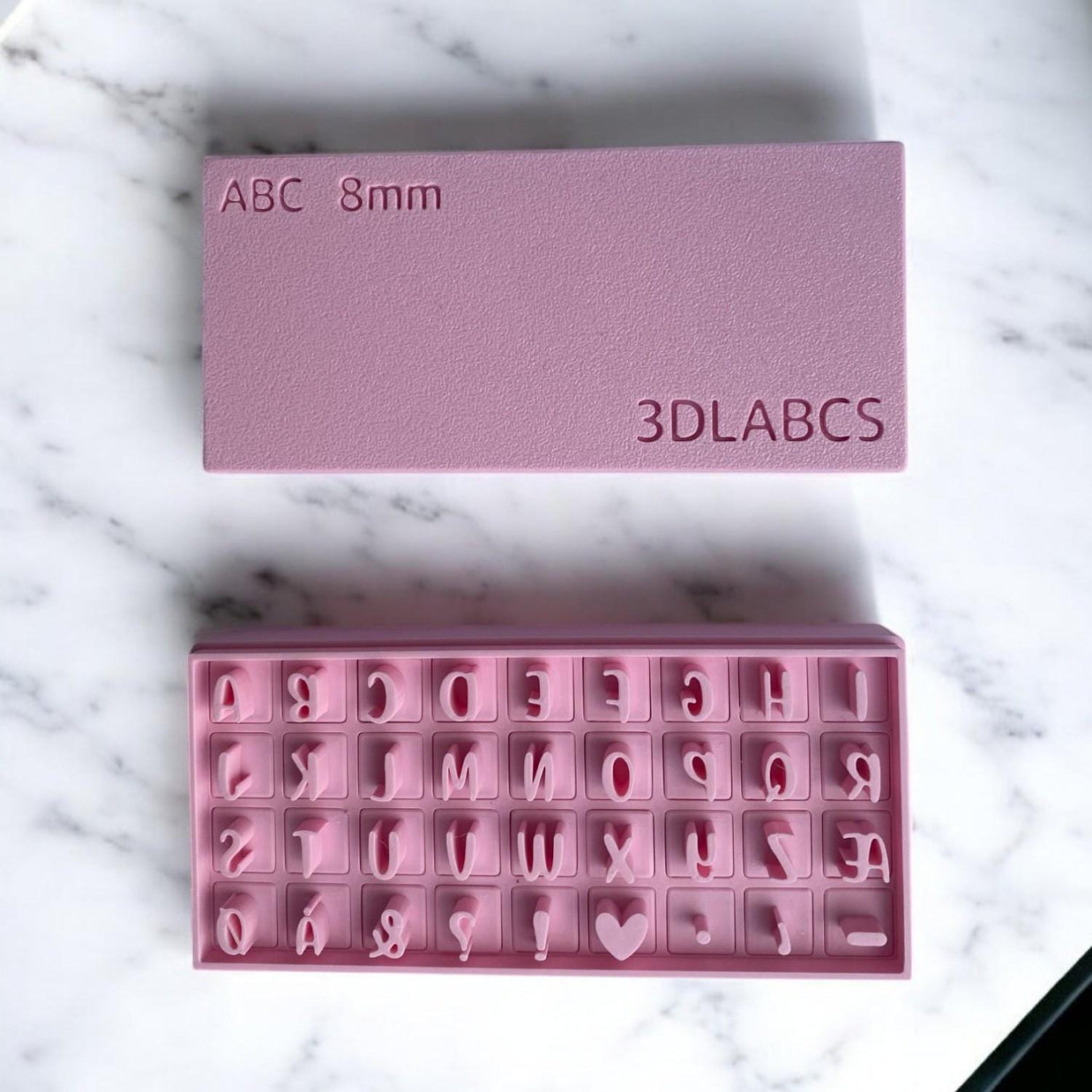 ABC Pottery Stamp Set – 8mm Clay Letter Stamps | Danish ÆØÅ or Special Characters | Optional Extension Handle | 3DLABCS
