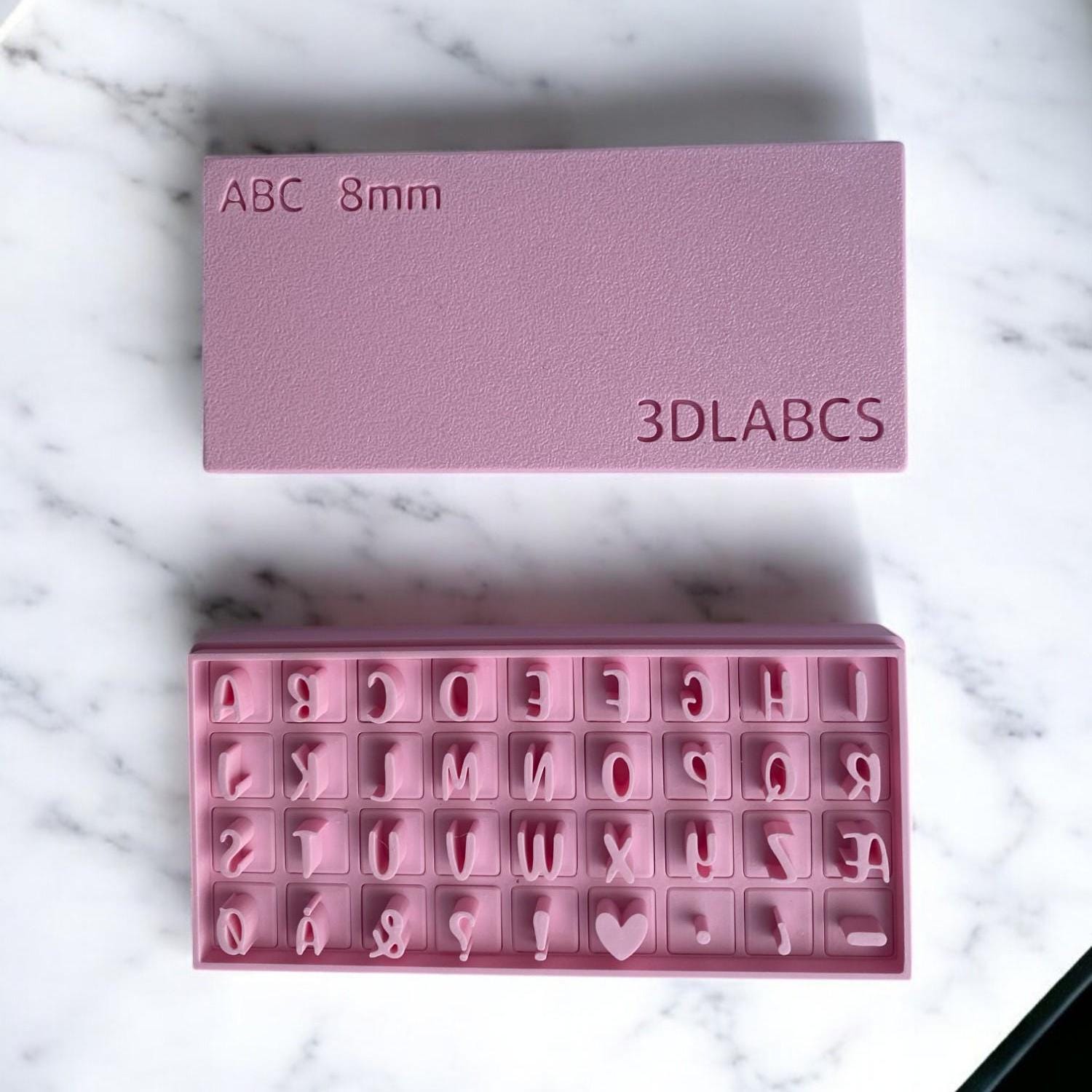ABC Pottery Stamp Set – 8mm Clay Letter Stamps | Danish ÆØÅ or Special Characters | Optional Extension Handle | 3DLABCS