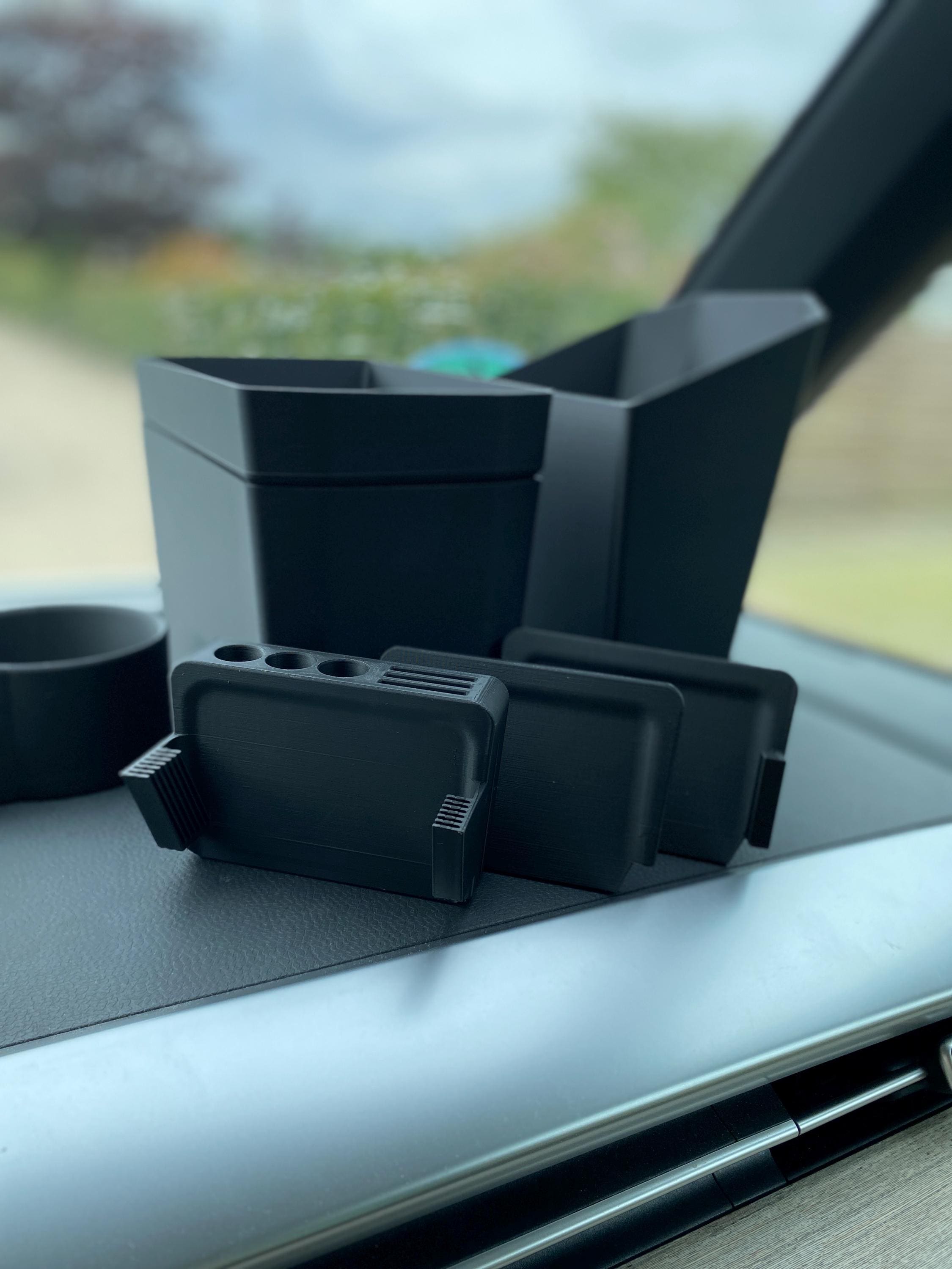 ID. Buzz Removable Trash Bin / Storage Box – 3D Printed Organizer for Angled Rear Console Slot-  3D Printed Insert Accessory for VW ID. Buzz